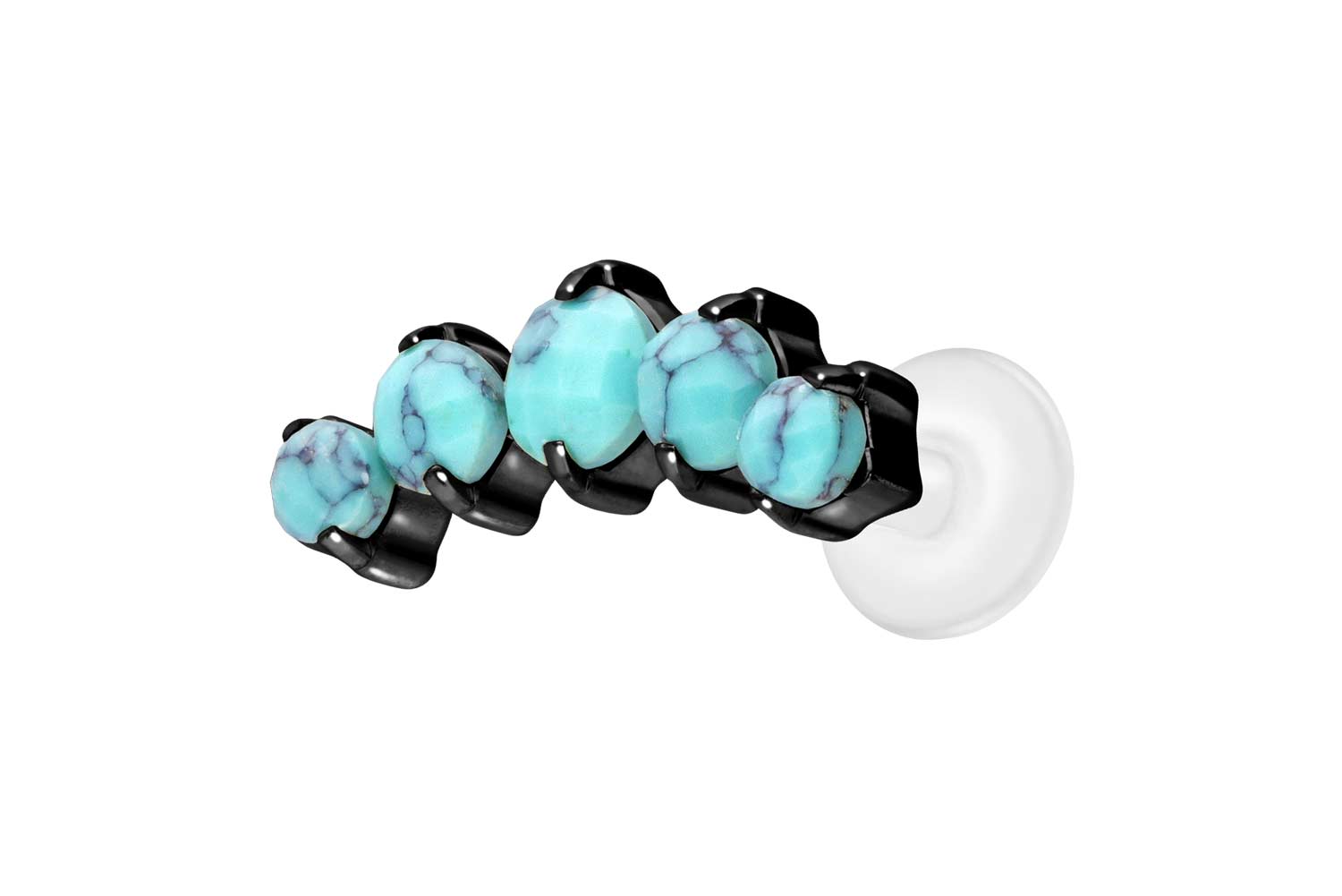 PTFE Labret Piercing mit Innengewinde + Titan-Aufsatz 5 SYNTHETISCHE TÜRKISE